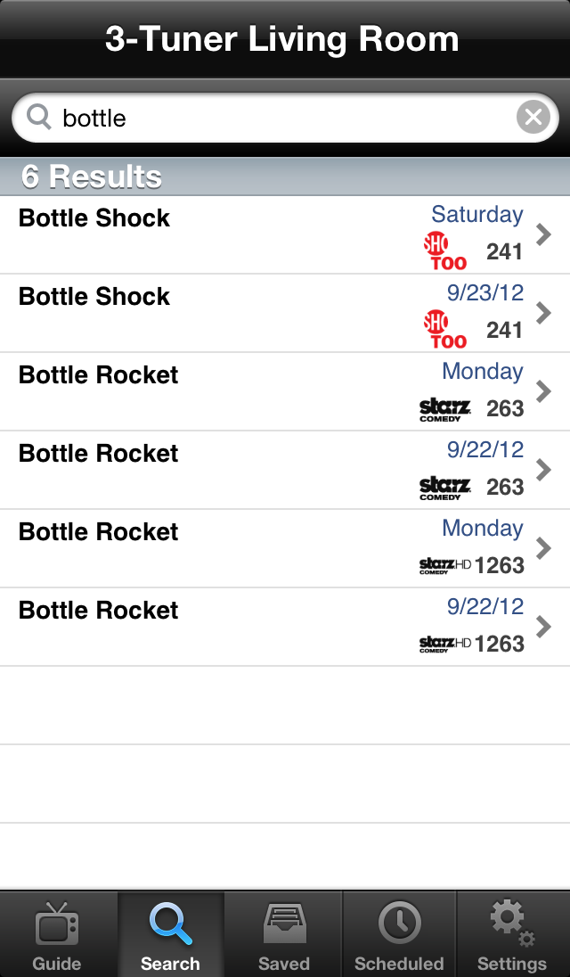 Recordings search results